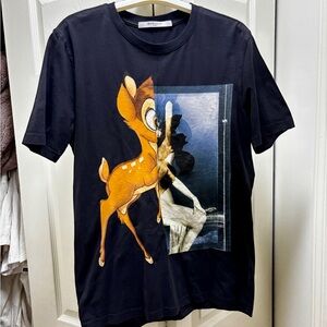 Givenchy Black Short-Sleeve Graphic Tee with Orange Deer Motif